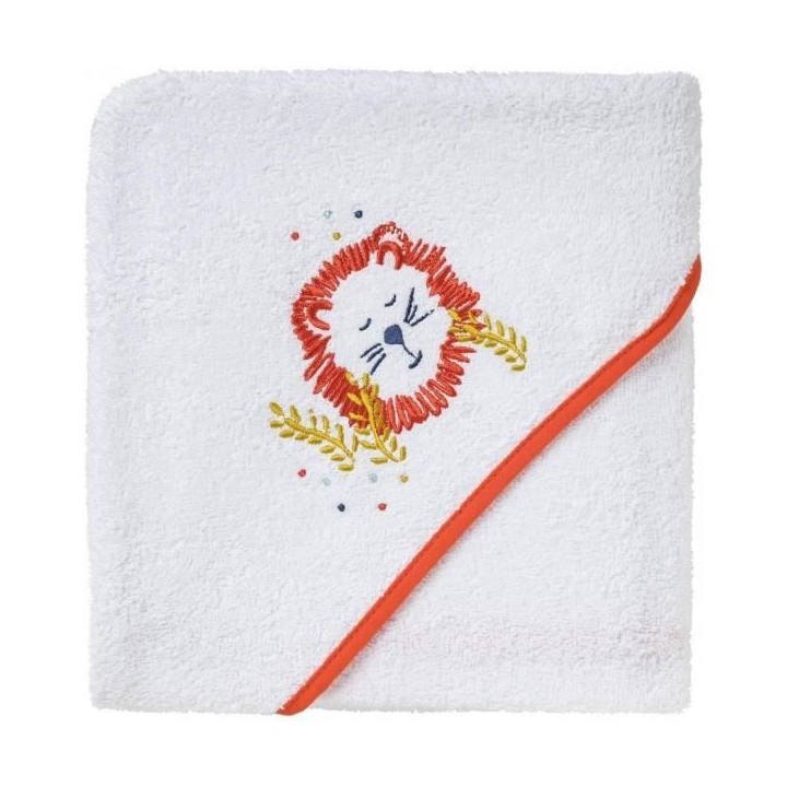 Babycalin Cape de bain - 80 x 80 cm - Broderie lion - Eponge bouclette