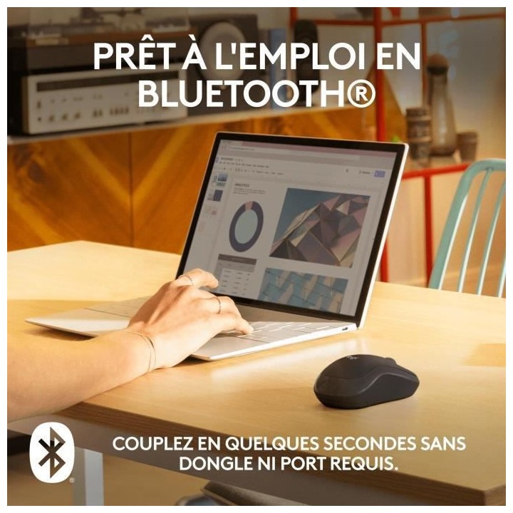Logitech M240 Souris Bluetooth, Sans fil, Compacte, Portable, Suivi fl