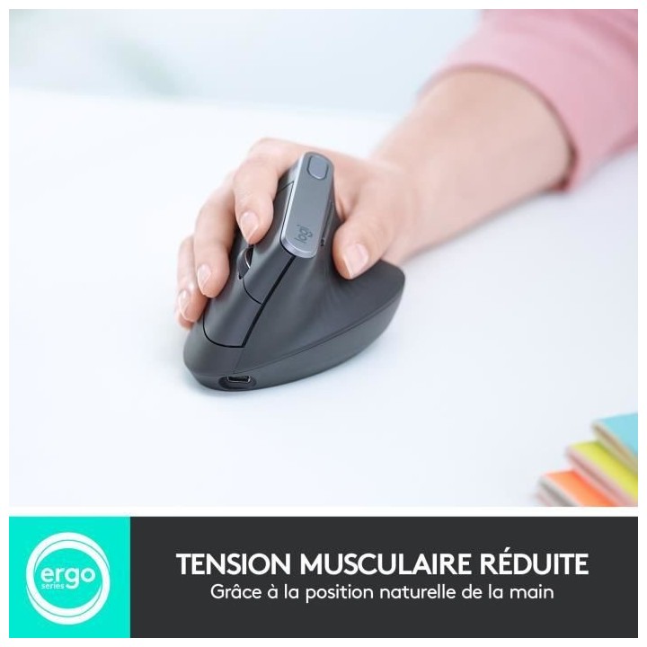 Souris Ergonomique - Sans fil - LOGITECH - MX VERTICAL - Graphite