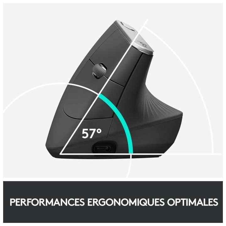Souris Ergonomique - Sans fil - LOGITECH - MX VERTICAL - Graphite