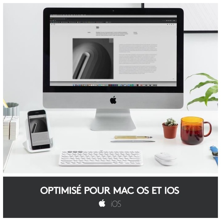 Clavier ordinateur - POUR MAC - Bluetooth - Logitech - K380 Multi-Devi