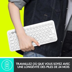 Clavier ordinateur - POUR MAC - Bluetooth - Logitech - K380 Multi-Device - BLANC