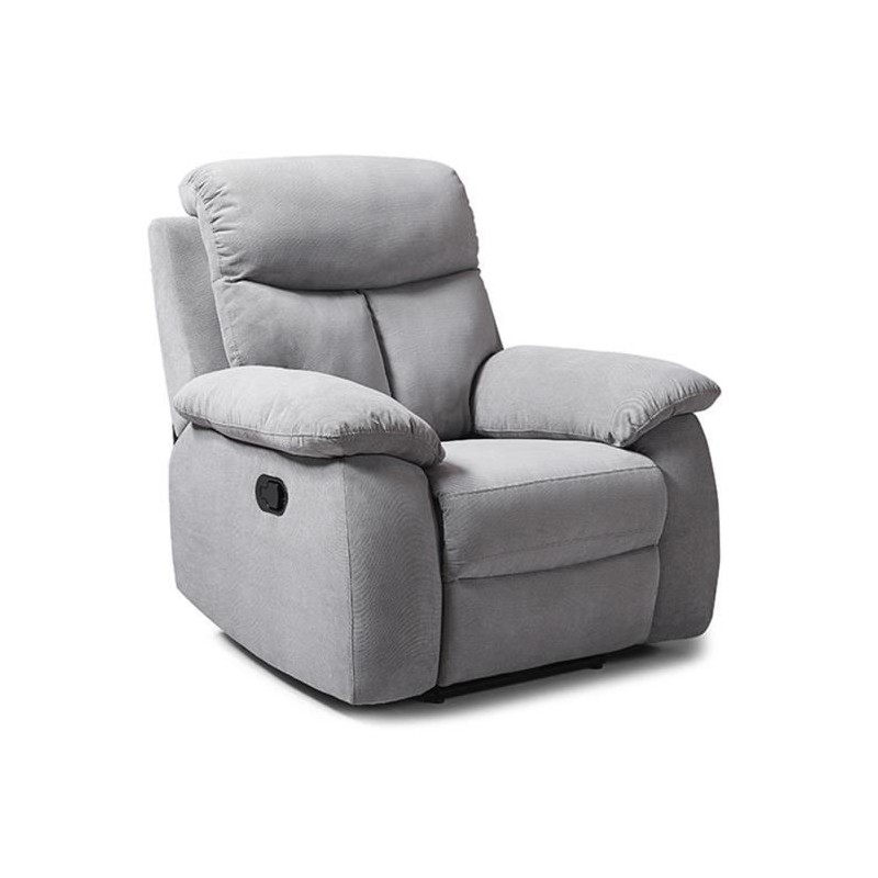 Fauteuil relax manuel - BELEM - Tissu Gris - L 97 x P 94 x H 101 cm