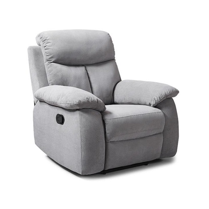 Fauteuil relax manuel - BELEM - Tissu Gris - L 97 x P 94 x H 101 cm