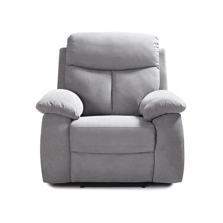 Fauteuil relax manuel - BELEM - Tissu Gris - L 97 x P 94 x H 101 cm