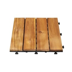 Garden Mood Lot de 10 dalles clipsables de 4 lattes en acacia clair