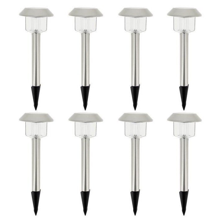 ALESIA Lot de 8 balises solaires - LED blanc froid