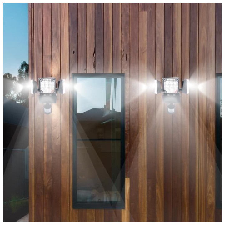 LUMI JARDIN Projecteur solaire Blackburn - 3 tetes - H 23 cm - Noir