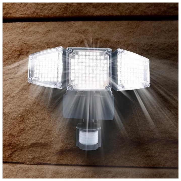 LUMI JARDIN Projecteur solaire Blackburn - 3 tetes - H 23 cm - Noir