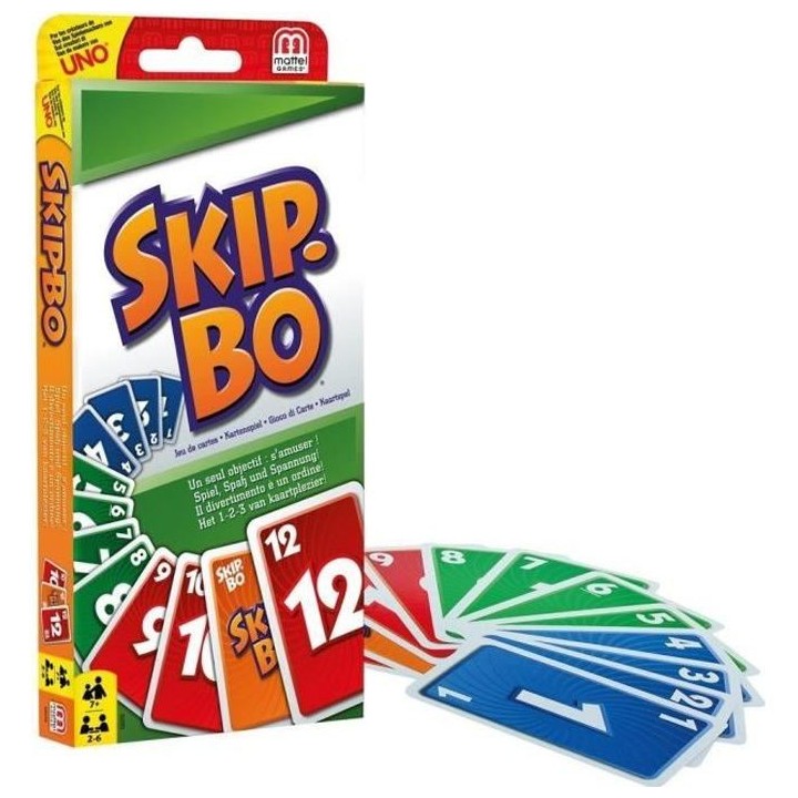 Mattel Games - SKIP-BO - Jeu de Cartes Famille - 2 a 6 joueurs - Des 7