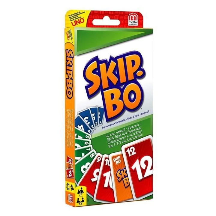 Mattel Games - SKIP-BO - Jeu de Cartes Famille - 2 a 6 joueurs - Des 7