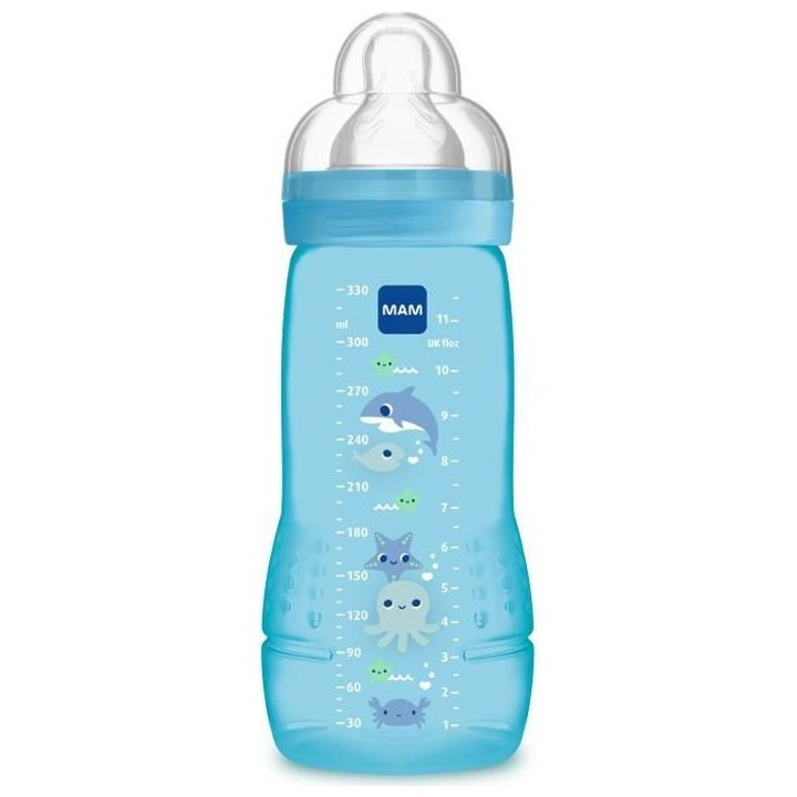 MAM Easy Active 2eme Âge Biberon +6m Bleu 330ml