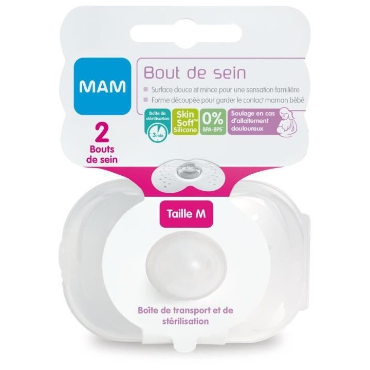 MAM Bout de sein Taille M - Silicone - Bte stérilisation X2