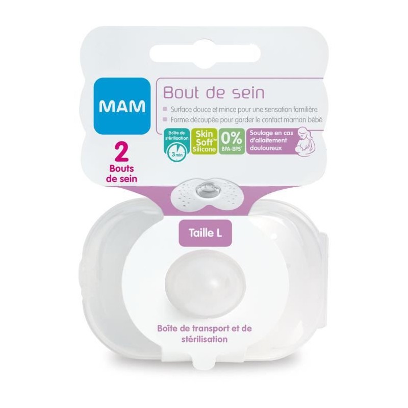 MAM Bout de sein Taille L - Silicone - Bte stérilisation X2