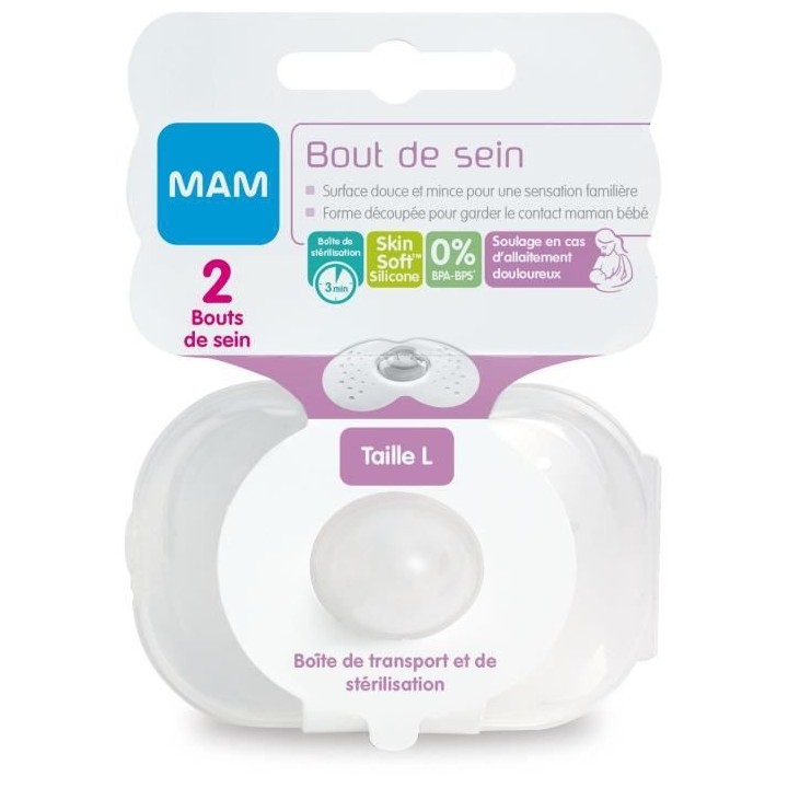 MAM Bout de sein Taille L - Silicone - Bte stérilisation X2