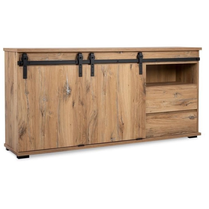 Buffet Manzano - Panneaux de particules - Chene Flagstaff - 2 portes c