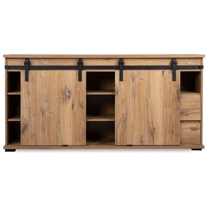 Buffet Manzano - Panneaux de particules - Chene Flagstaff - 2 portes c