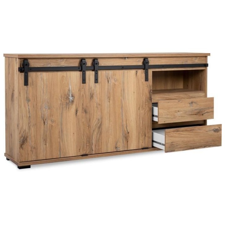 Buffet Manzano - Panneaux de particules - Chene Flagstaff - 2 portes c