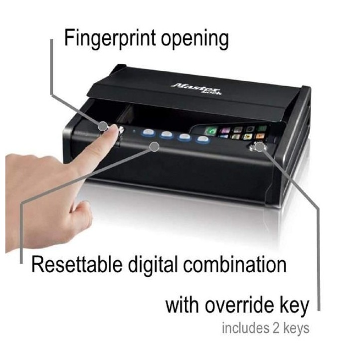 Master Lock Coffre-fort biométrique compact a acces rapide MLD08EB