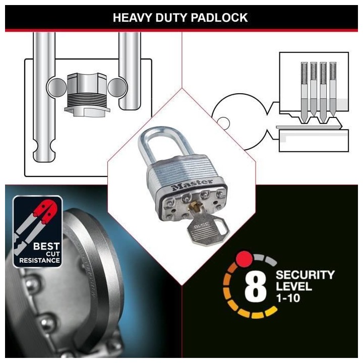 Master Lock Cadenas Excell 3 pcs Acier 45 mm M1EURTRILH