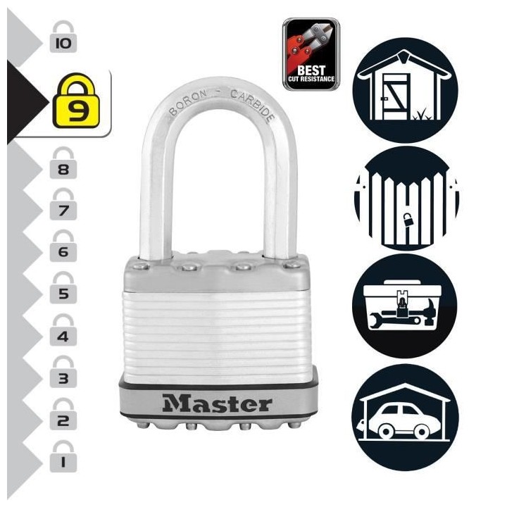 Lot de 3 Cadenas a clés MASTER LOCK M5EURTRILF - Tres Haute Sécurit