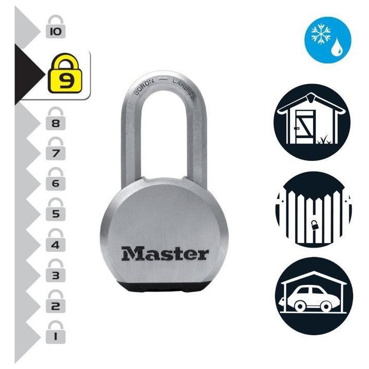 MASTER LOCK Cadenas Haute Sécurité [A Clé] [Acier Inoxydable] [Anse
