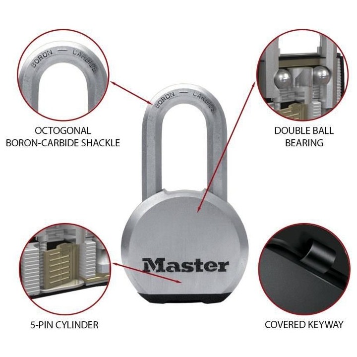 MASTER LOCK Cadenas Haute Sécurité [A Clé] [Acier Inoxydable] [Anse