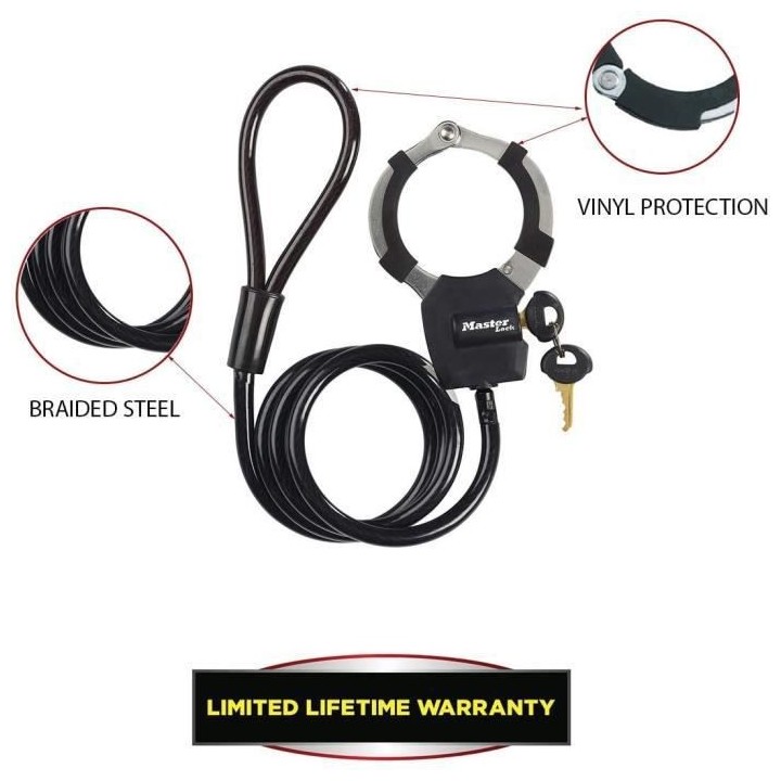Masterlock antivol menotte avec câble a boucle