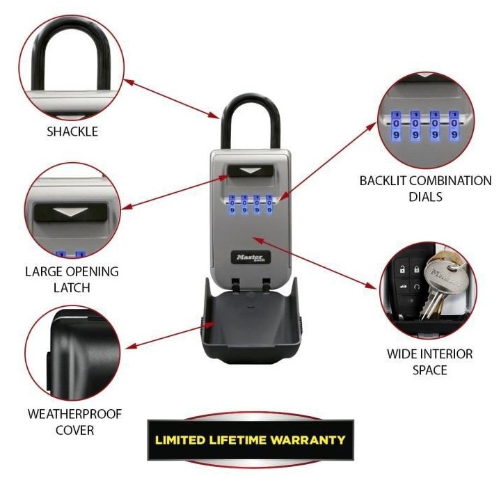 MASTER LOCK Boite a clés sécurisée rétroéclairée - A anse