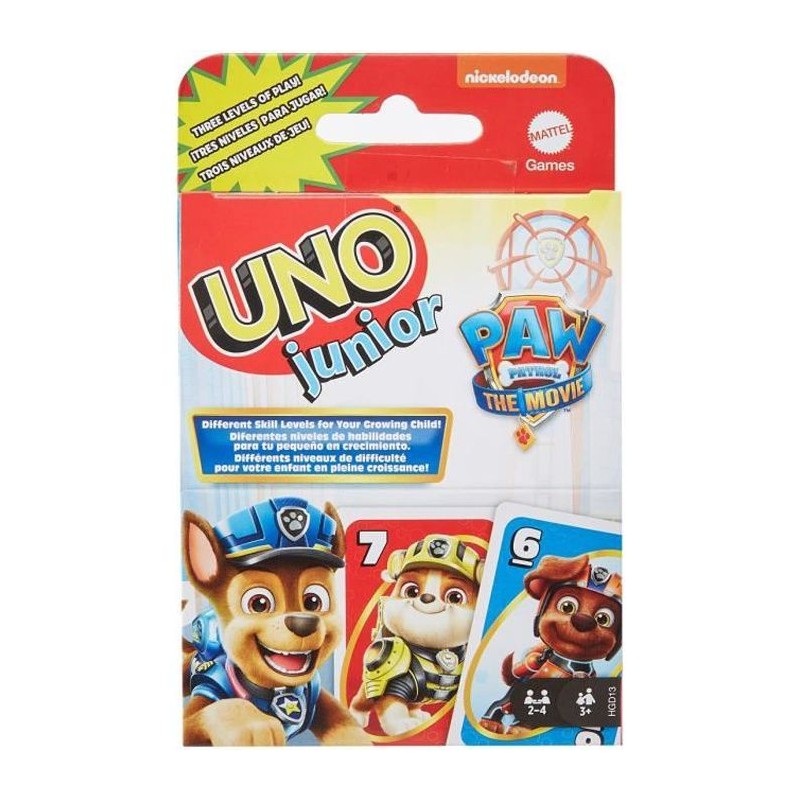 Mattel Games - Uno Junior Pat' Patrouille - Jeu de Cartes Famille - 2 a 4 joueurs - Des 3 ans