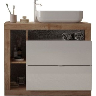 Ensemble Meuble salle de bain HAMBOURG L110 - Vasque + 2 Tiroirs + 3 n