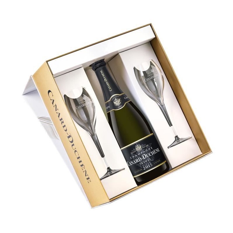 Coffret Champagne Canard-Duchene Brut 2015 + 2 flûtes