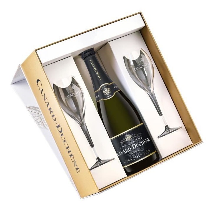 Coffret Champagne Canard-Duchene Brut 2015 + 2 flûtes