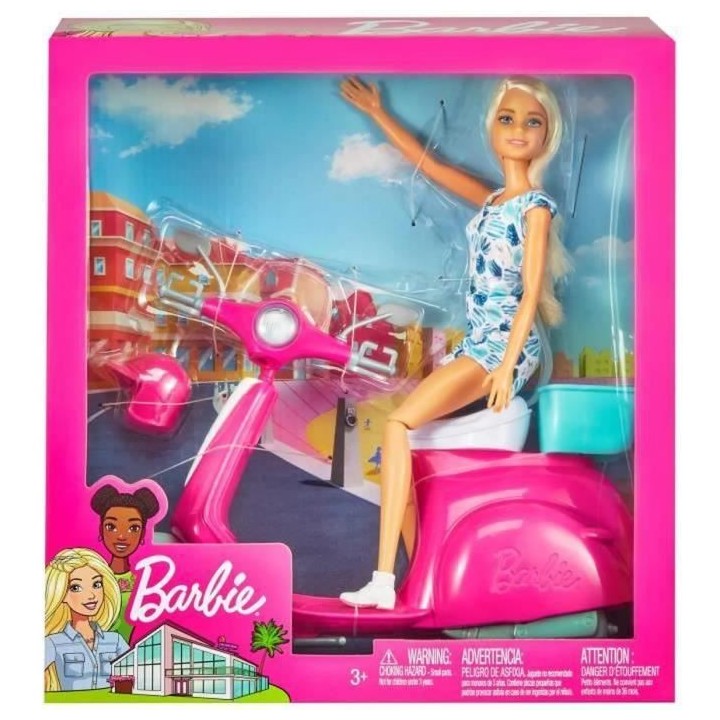 Barbie - Barbie Et Son Scooter - Poupée - 3 Ans Et +