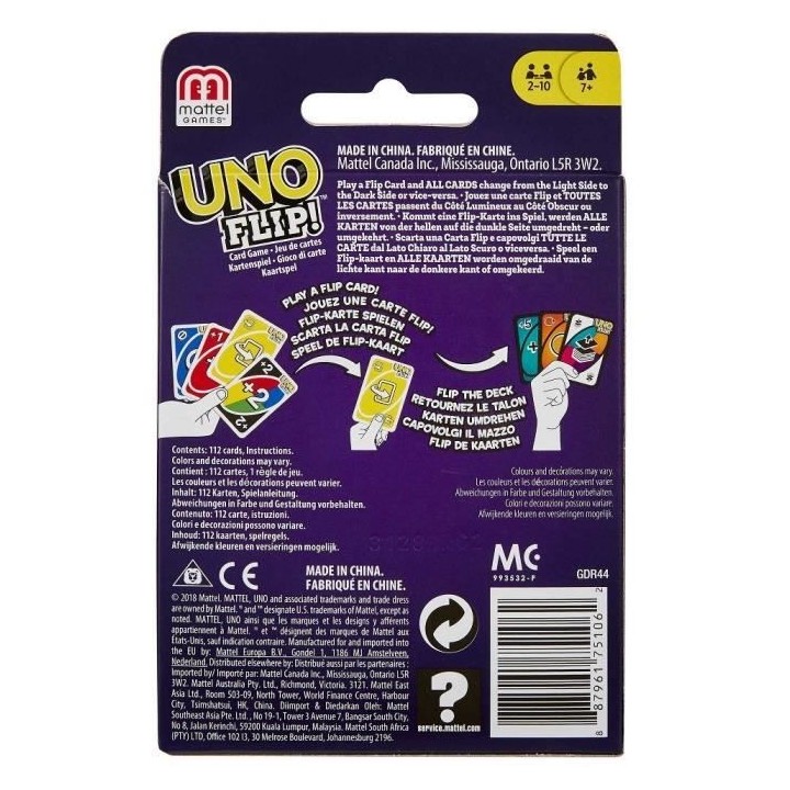 Mattel Games - Uno Flip - Jeu de Cartes Famille - Des 7 ans