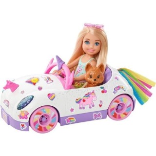 Barbie - Chelsea et sa décapotable licorne et arc-en-ciel, avec autoc
