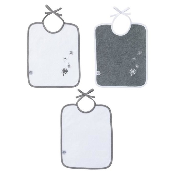 BABYCALIN Jeune Pousse Lot de 3 bavoirs naissance - 20 x 25 cm