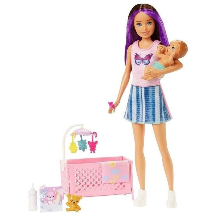 Barbie - Coffret Skipper Bebe Au Lit - Playset Poupée - 3 Ans Et +