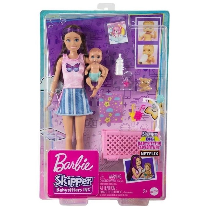Barbie - Coffret Skipper Bebe Au Lit - Playset Poupée - 3 Ans Et +