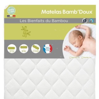 BABYCALIN Matelas de lit 24kg/m3 déhoussable Viscose bambou 60x120x10