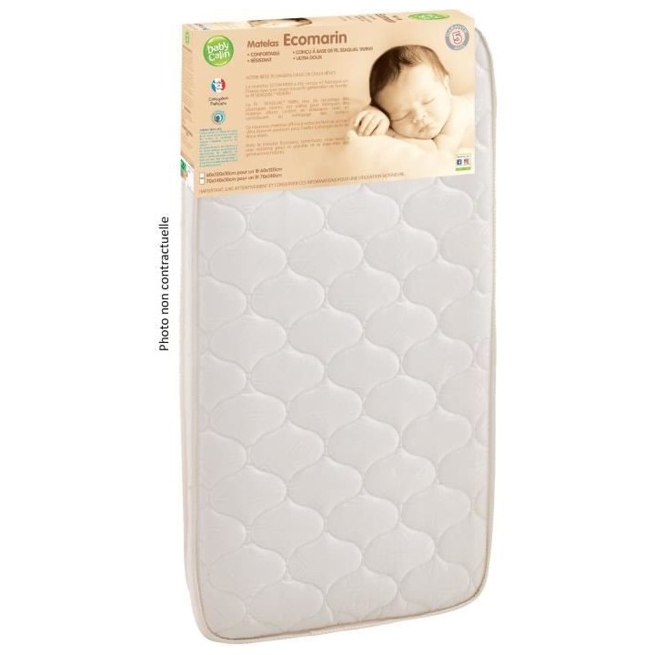 BABYCALIN Matelas de lit 24kg/m3 Seaqual 60x120x10cm