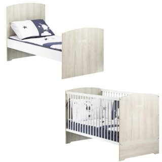 BABYPRICE Lit Bébé Évolutif Little Big Bed Smile Hetre Cendré 140x