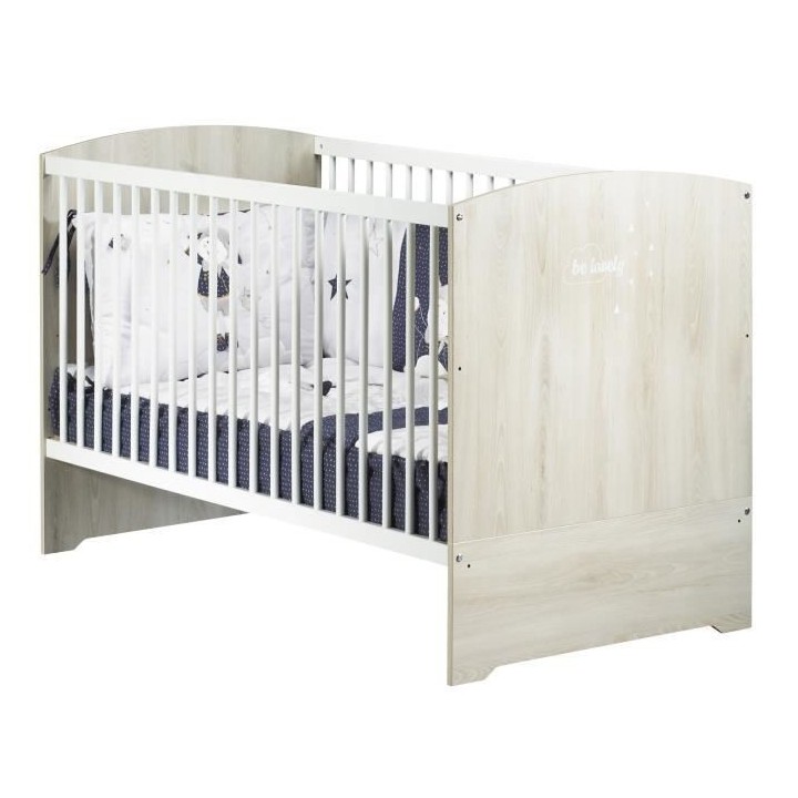 BABYPRICE Lit Bébé Évolutif Little Big Bed Smile Hetre Cendré 140x