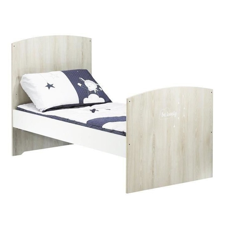 BABYPRICE Lit Bébé Évolutif Little Big Bed Smile Hetre Cendré 140x