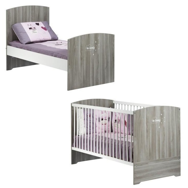 BABYPRICE Lit Bébé Évolutif 70x140 cm Smile Chene Silex