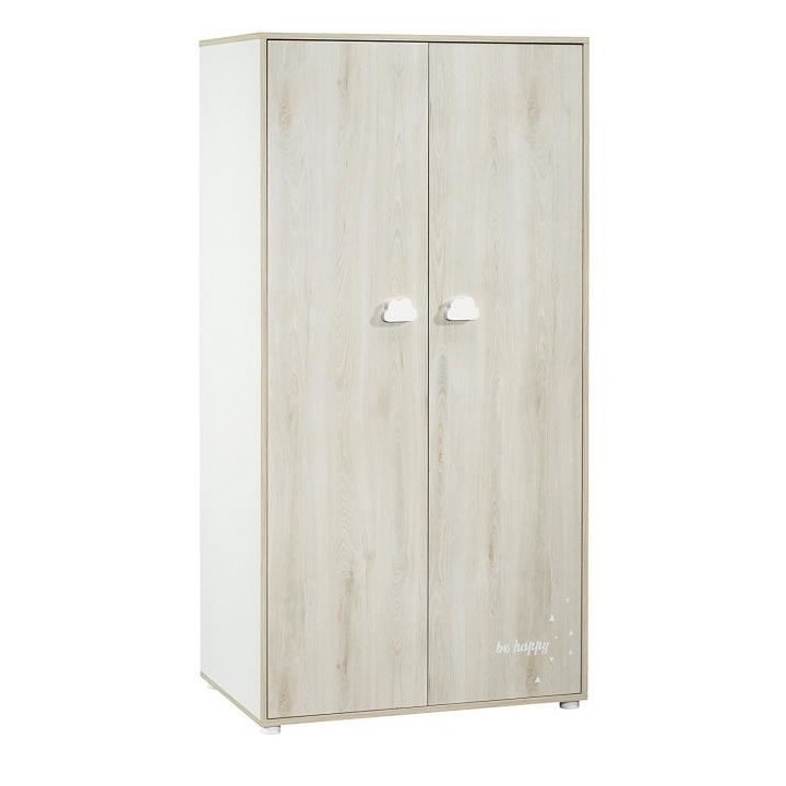 BABYPRICE Armoire Chambre Bébé Smile Hetre Cendré 2 Portes