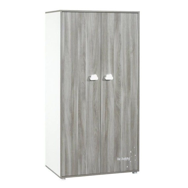 BABYPRICE Armoire Chambre Bébé Smile Chene Silex 2 Portes