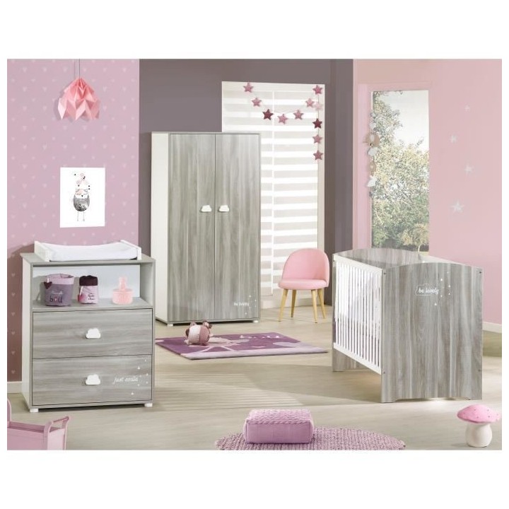 BABYPRICE Armoire Chambre Bébé Smile Chene Silex 2 Portes