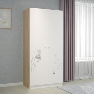 POLINI KIDS AMIS ZEN Armoire NINA 2 portes avec penderie blanc/naturel