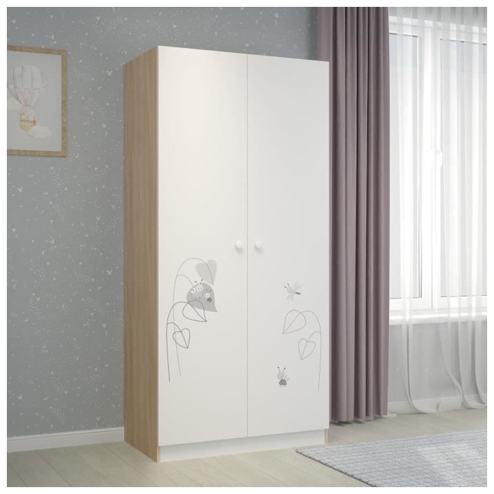 POLINI KIDS AMIS ZEN Armoire NINA 2 portes avec penderie blanc/naturel